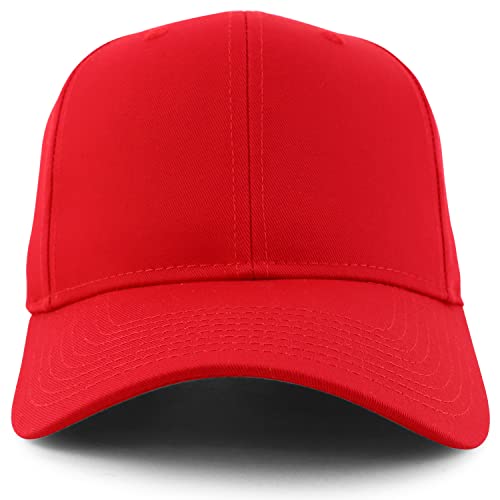 Trendy Apparel Shop High Crown Adjustable Plain Solid Baseball Cap - color: Red