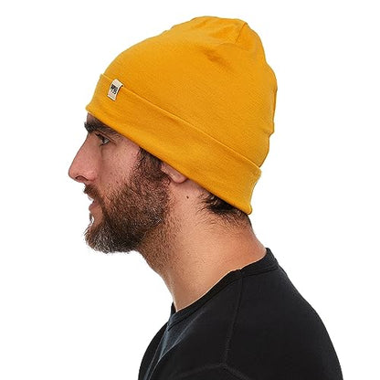 100% Merino Wool Cuff Beanie - Warm Winter Hat - Novelty Beanie - Toque - color: Gold