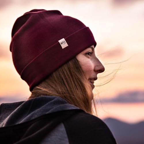 100% Merino Wool Cuff Beanie - Warm Winter Hat - Novelty Beanie - Toque - color: Burgundy