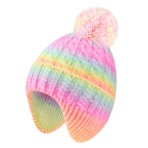 Kids Winter Beanie Hat Boys Toddler Knitted Pom Hat Earflap Fleece Lining Ages 3-12 - color: Multicolour2, size: 3-8 Years