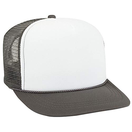 OTTO Polyester Foam Front Youth 5 Panel High Crown Trucker Hat - color: Ch.gry/Wht/Ch.gry