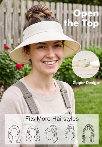 Zando UPF 50+ Wide Brim Sun Hat for Women, Hiking Hat with Ponytail Hole - color: Black