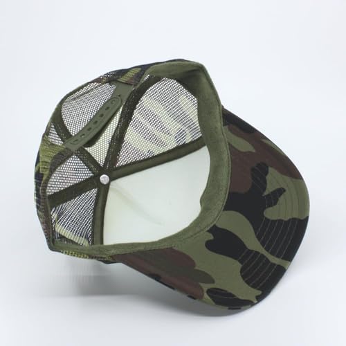 High Crown Foam Mesh Camouflage Tri-Color Oak Leaves Trucker Hat Baseball Cap - color: Camo/White/Camo