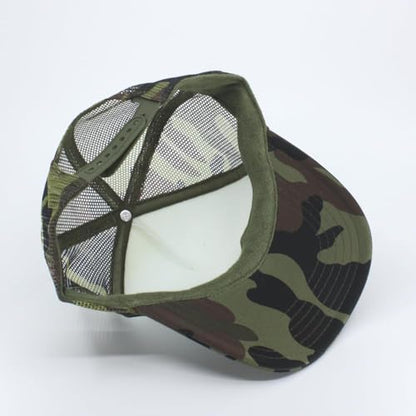 High Crown Foam Mesh Camouflage Tri-Color Oak Leaves Trucker Hat Baseball Cap - color: Camo/White/Camo