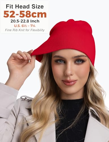 ROYBENS 100% Cotton No Cuff Beanie Hat Men Women, Fisherman Skull Cap - color: Red