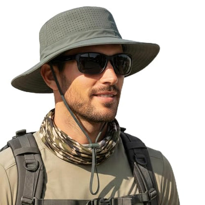 Men Breathable Adjustable Safari Boonie Hat - color: Army Green