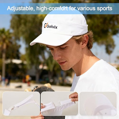 2-in-1 Convertible Golf Visor & Baseball Cap, Lightweight Breathable Sports Hat for Men & Women, Adjustable 100% Polyester - color: White