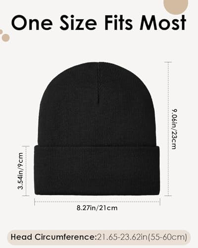 Century Star Men's Fleece-Lined Beanie Winter Knit Hat - Stretchable, Warm, Windproof, Unisex Cuffed Ski Cap for Sports - color: Black