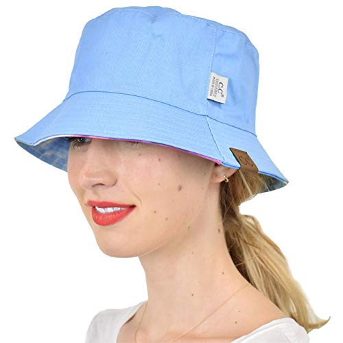 C.C Unisex 100% Cotton Packable Reversible Tie Dye Bucket Sun Hat - color: Hot Pink/Light Blue