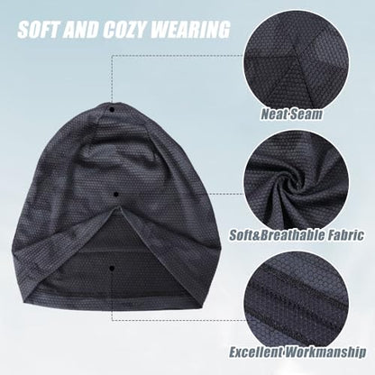 WTACTFUL Cooling Breathable Skull Cap Men Women, Sweat Wicking 1-2-4 Pack - color: Black + Camo Black