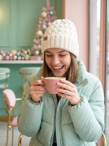 Winter Hats for Women Cable Knit Chunky Skull Cap Fleece Lined Thick Fold Cuff Beanie hat - color: White, style: Pineapple