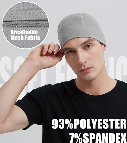 Skull Cap Helmet Liner for Men Women Cooling Hat Running Beanie - color: Set D-black,light Gray,white