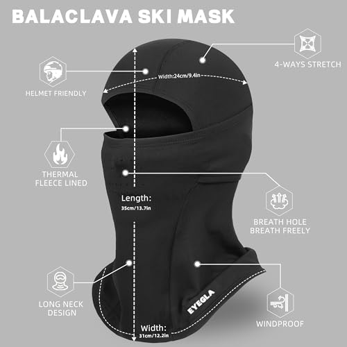 Winter Balaclava Ski Mask for Men Women Thermal Face Mask Breathable Face Cover for Cold Weather Motorcycle Snowboard - color: Black+blue(with Breath Hole)