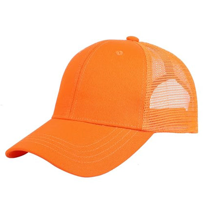 Falari Trucker Hat Baseball Cap Structured Plain Design 6 Panel, Adjustable Size - color: 1pk Orange
