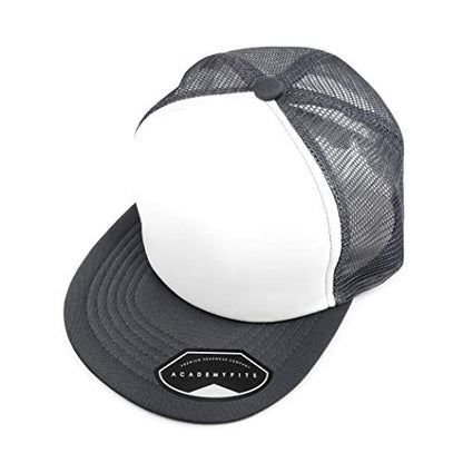 Quality 5 Panel High Crown Trucker Foam Mesh Hat Snapback Men Women Unisex Waterproof Blank Cap #2070 - color: White / Gray