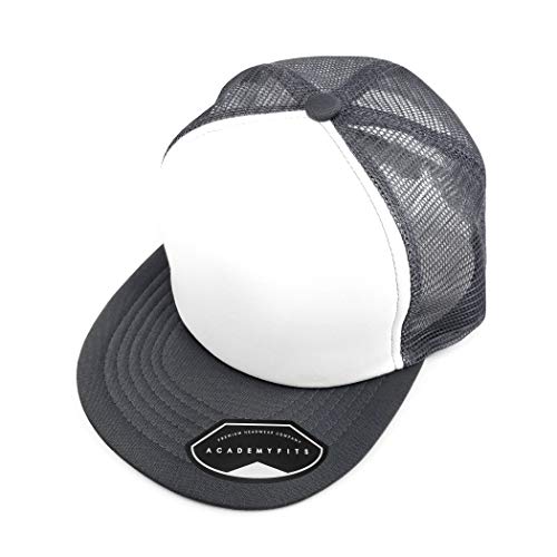 Quality 5 Panel High Crown Trucker Foam Mesh Hat Snapback Men Women Unisex Waterproof Blank Cap #2070 - color: White / Gray