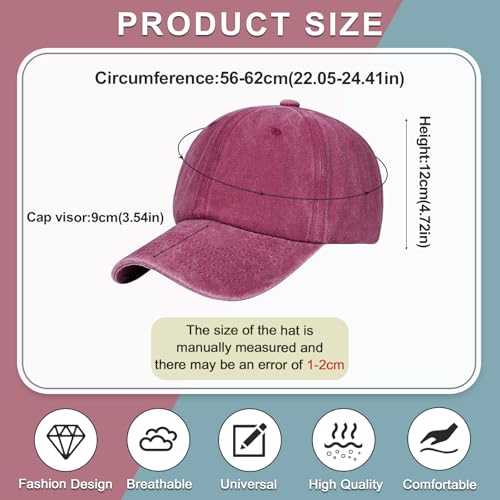 6Pcs Unisex Vintage Washed Baseball Cap Hat Adjustable Cotton Sports Caps for Men Women Outdoor Sports - color: Mixed Color