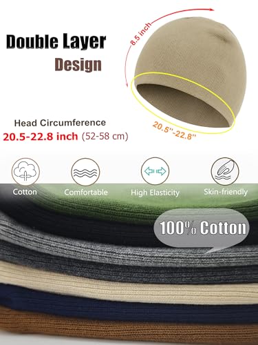 100% Cotton Beanie Hat for Men Women Cuffless Warm Winter Hats - color: 1pcs-khaki