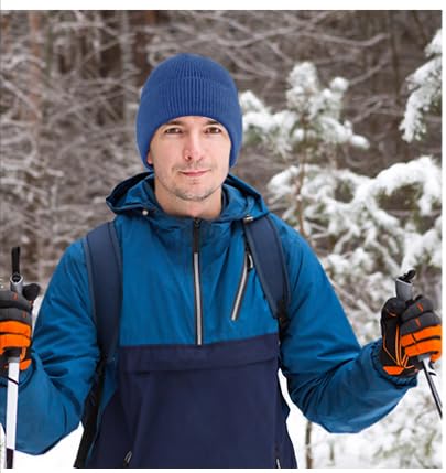 Beanie for Men Women Cuffed Thick Knitted Skull Cap Unisex Winter Hat - color: Royal Blue