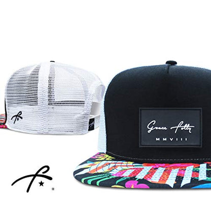 Grace Folly Trucker Hat for Men & Women. Snapback Mesh Caps - color: Floral