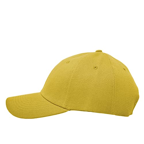 Glory Max Plain Baseball Cap Hook & Loop Strap Adjustable Solid Blank Curved Visor Hat - color: Yellow