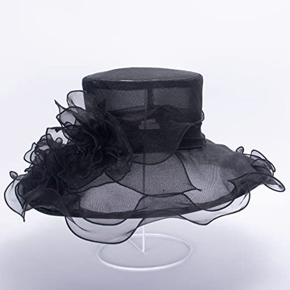 Lawliet Womens Dressy Wide Brim Church Wedding Occasion Sun Hat A613 - color: Black