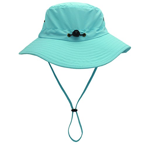 Women Lightweight Safari Sun Hat Quick Dry Fishing Hat with Strap Cool - color: Aqua Blue