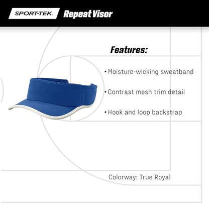 SPORT-TEK Unisex Repeat Visor | Mesh Visor Hat for Men & Women with Moisture Wicking Sweatband Black/Black