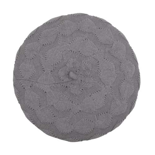 ZLYC Women French Beret Hat Reversible Solid Color Knit Warm Artist Cap - color: Cable Pattern Gray