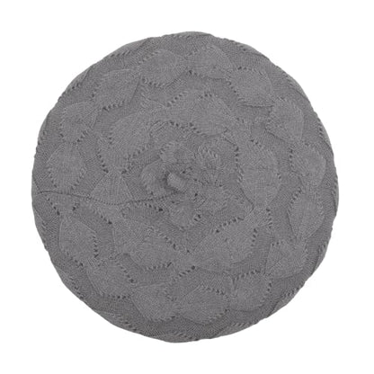 ZLYC Women French Beret Hat Reversible Solid Color Knit Warm Artist Cap - color: Cable Pattern Gray