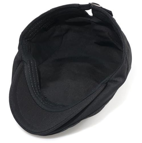 Newsboy Hats for Men Flat Cap Adjustable Irish Cabbie Ivy Driving Hunting Hat - color: Black