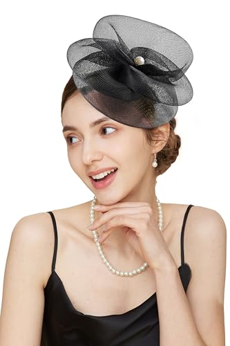 Gionforsy Women Fascinators Hats Tea Party Hats Accessories for Women - color: Black