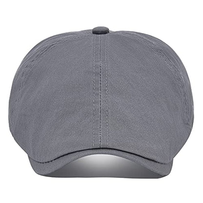 VOBOOM Cotton Washing Flat Cap Cabbie Hat Gatsby Ivy Irish Hunting Newsboy - color: Dark Grey