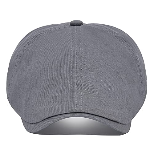 VOBOOM Cotton Washing Flat Cap Cabbie Hat Gatsby Ivy Irish Hunting Newsboy - color: Dark Grey