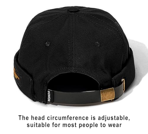 Mens Docker Cap – Brimless Beanie Skull Cap Retro Rolled Cuff Adjustable Cotton - color: Keep Going Label