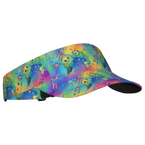 Adjustable Lightweight Open Top Sports Sun Visor Hat Cap for Golf Tennis - color: Neon Tie Dye Soccer