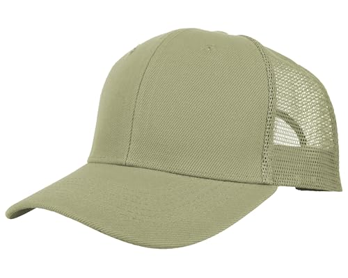 Gelante Mesh Trucker Hat Baseball Cap Structured Front Panel Wholesale LOT 12 Pack - color: Khaki