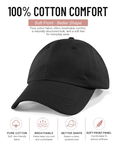 Lvaiz Womens Satin Lined Baseball Cap Washed Cotton Adjustable Dad Hat - color: Black