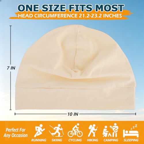 Headshion 100% Cotton Skull Caps Beanie Sleeping Hats for Men Women - color: Tan & Beige