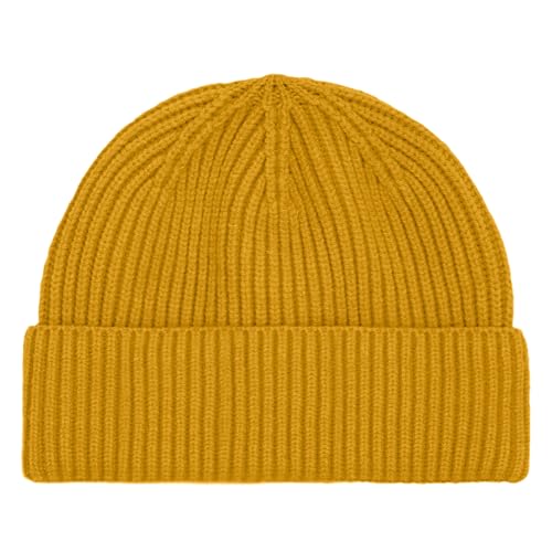 DALIX Knit Watch Cap Beanie Men Women Winter Cuffed Fisherman Hat Cold Weather Stretch Fit Soft Acrylic - color: Mustard