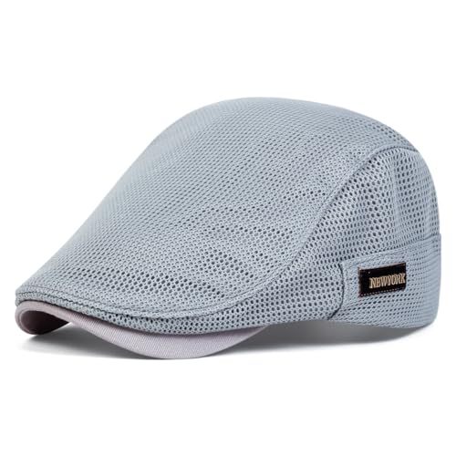 Newsboy Cap, Mesh Summer Flat Cap, Summer Hats for Men - color: Grey