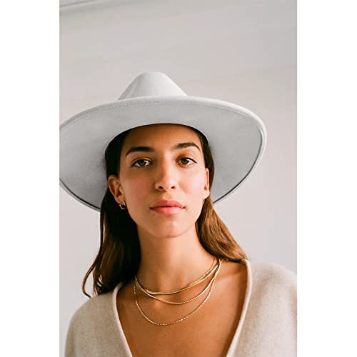 DRESHOW Women Classic Felt Fedora Wide Brim Floppy with Belt Buckle Panama Hat - color: 1 Pc Felt Fedora: White
