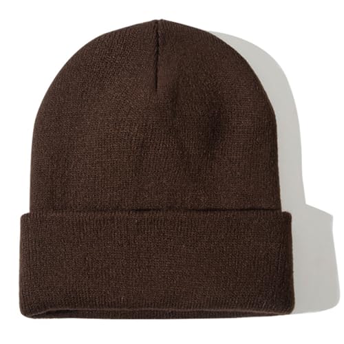 Rosoz Beanie for Men Women Cuffed Knit Hat Winter Beanies Skull Cap Unisex - color: Coffee1