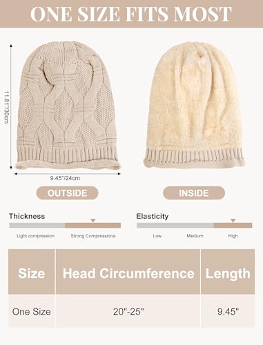Senker Fashion 2 Pack Winter Beanie Hats for Women, Womens Slouchy Beanies - color: Black Beige