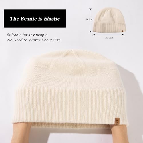 TOP-EX PolarWool Merino Wool Beanie with Soft Polartec Fleece Lining - color: Beige, size: Medium-Large