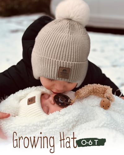 FURTALK Baby Toddler Winter Hat Fleece Lined Beanie Earflaps Outdoor - color: White+light Khaki, size: 2-6 Years