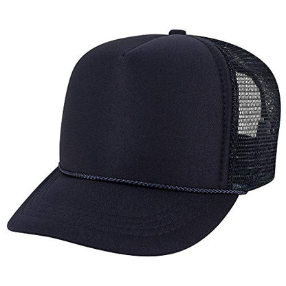 OTTO Polyester Foam Front Youth 5 Panel High Crown Trucker Hat - color: Navy