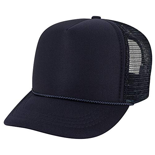OTTO Polyester Foam Front Youth 5 Panel High Crown Trucker Hat - color: Navy