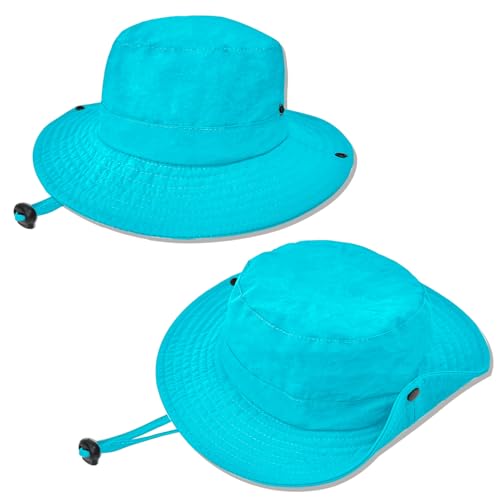 ZOORON Kids Sun Hat UPF 50+ Quick Dry Bucket Safari Hat for Girls and Boys - color: Lake Bule