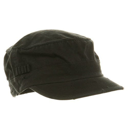 Washed Cotton Fitted Army Cap-Black W32S34E (S/M)